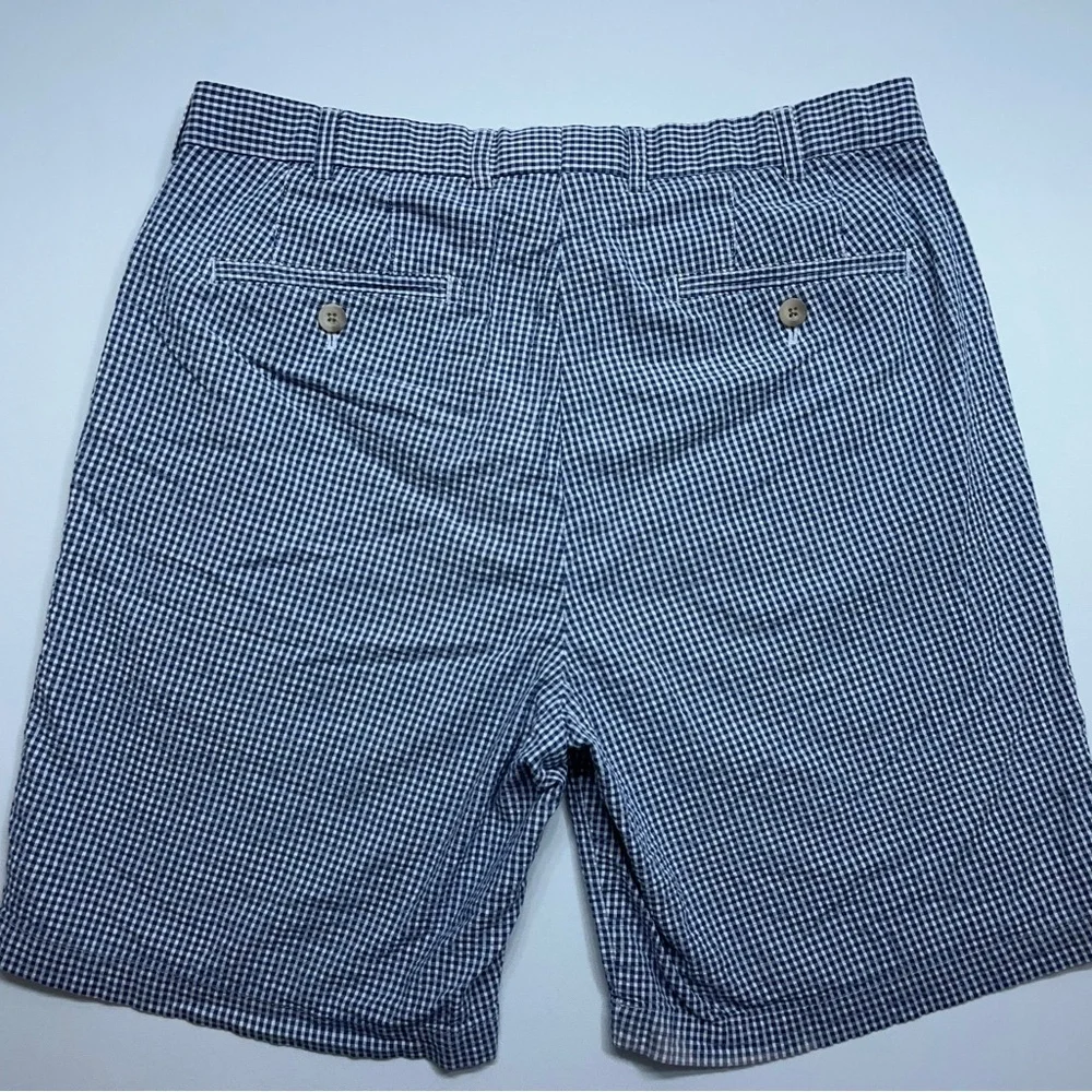 Peter Millar Seersucker Shorts Mens Size 34 Blue Checked 8.5” Inseam        READ
